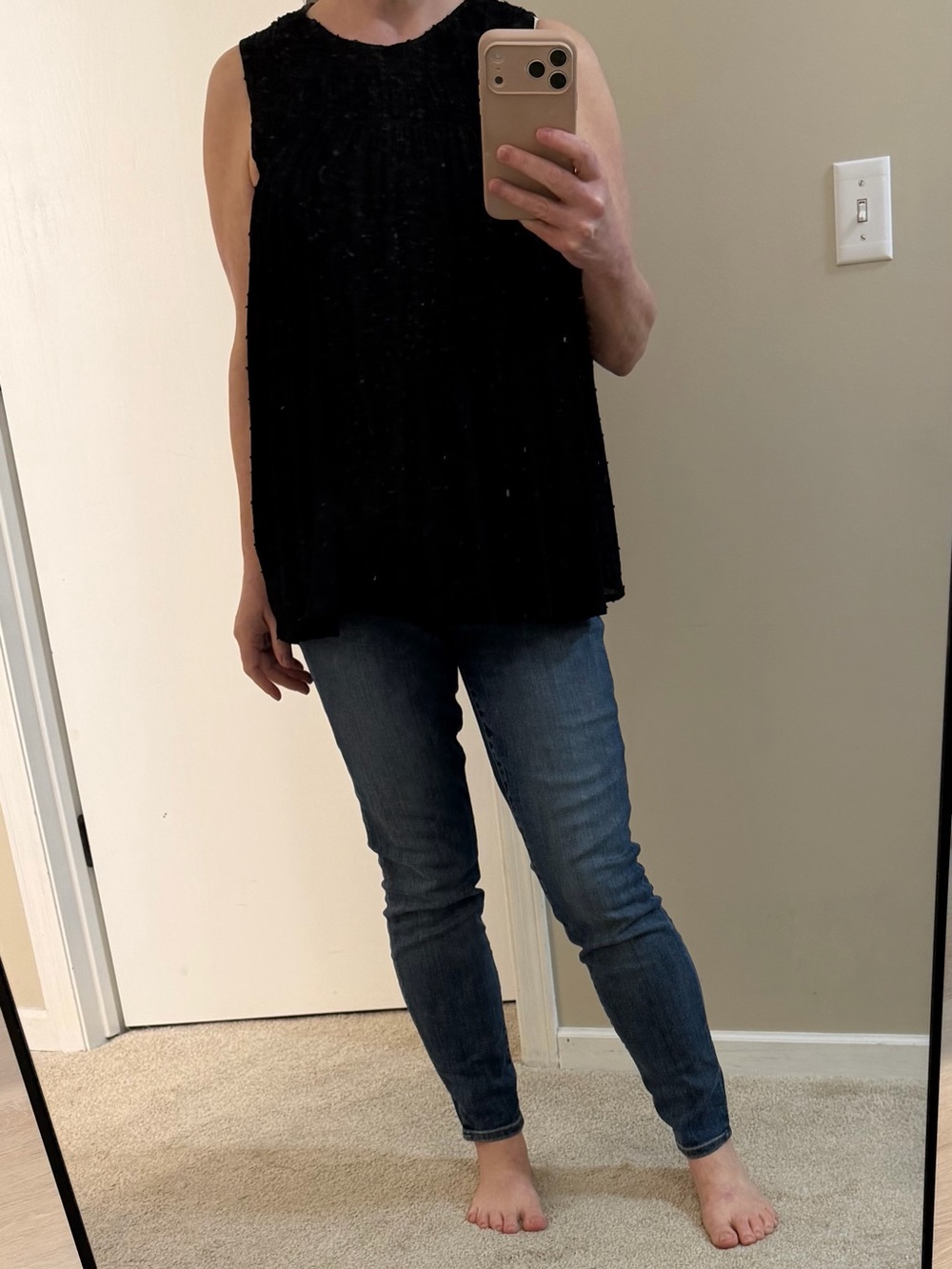 GAP Black Smocked Sleeveless Tank Top - Picture 5 of 6